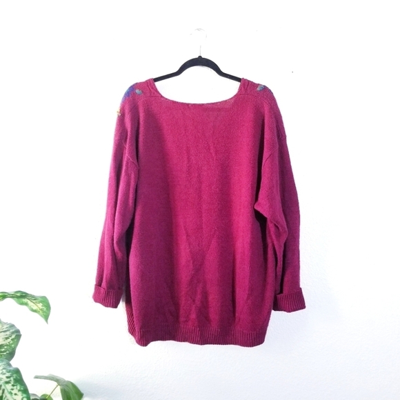 JANTZEN CLASSICS Vintage Vtg 80s Embrodiered Floral Pulliver Sweater 2x XXL - Picture 4 of 13